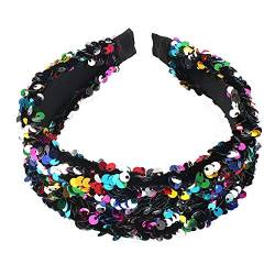 Stirnband Bling Kristall Haarreifen 1Pcs Pailletten Stirnband Bunt Headwear Kopfband Haarspangen Haargummis Haarschmuck Bling Haarreifen für Mädchen Frauen Glitter Haarreifen von LUMoony