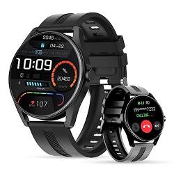 LUNIQUESHOP LSTIME Herren Smartwatch mit telefonfunktion 1,39" Bluetooth Sprachassistent Herzfrequenzmesser Oxymeter Multisportuhr Benachrichtigung Blutdruck Schrittzähler iOS/Android Schwarz von LUNIQUESHOP