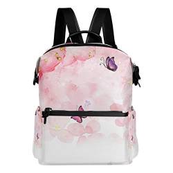 LUNLUMO Rucksack mit Kirschblütenblättern und Schmetterlingen, für Damen und Herren von LUNLUMO