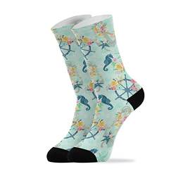 LUNLUMO Ruder- und Seepferdchen-Muster Freizeitsocken Unisex Socken Sportsocken von LUNLUMO