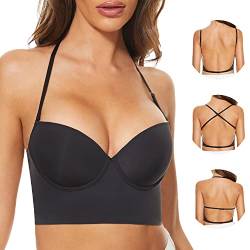 LUNNER'S SECRET BHS mit tiefem Rücken für Frauen - Nahtlose Bügel-BHS in U-Form, rückenfrei, unsichtbar, mit Mehreren wandelbaren Trägern BH (Black, XL) von LUNNER'S SECRET