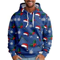 Grinch Pullover Sportbekleidung Slim Fit Hemd Herren Bodybuilding Shirt Weihnachten Druck Langarm Pullover Mit Kapuze Lustige Christmas Hooded Xmas Hoody Herren Polover (Blau, XL) von LUNULE