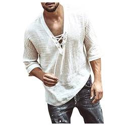 Hawaii Hemd MäNner Tanktop Herren Sport Schickes WeißEs Hemd FüR Herren Sport Shirts Herren T-Shirts+FüR+Herren Trachten Hemd MäNner Hemd Weiss Herren Regular Fit Tshirt Herren Oversize (Weiß, XXL) von LUNULE