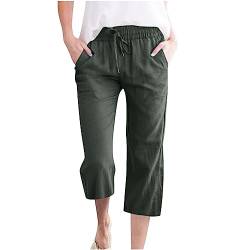 Hosen Damen Yogahose Damen Stretch Hose Damen 3/4 Hose Jogginghose Sommer Loose Bequeme Weitem Bein Sweathose Leicht Und Luftig Kurze Hosen Thermoleggins Damen Lang (Green, 3XL) von LUNULE