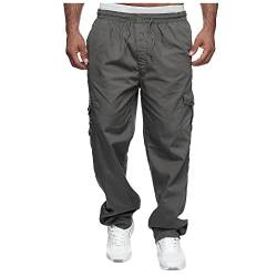 LUNULE Baggy Jeans Herren, Jeans Hose Working Pants Men Einfarbige Cargo Hose Casual Kordelzug Cargohose Elastische Freizeithose Mit Tasche Jeans Hosen Herren Coole Dinge(Gray,XXL) von LUNULE