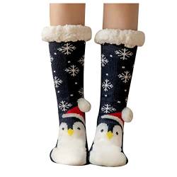 LUNULE Damen Weihnachtssocken Herbst Winter Warme Dicke Fleece Thermosocken Lange Atmungsaktiv Süsse Christmas Socks für Frauen Anti Rutsch Crew Socks Damen Weihnachtenstrümpfe Kuschelsocken von LUNULE