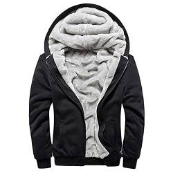 LUNULE Herren Kapuzenpullover Warm Gefüttert Plüsch Kapuzenjacke Patchwork Kapuzenpulli mit Reißverschluss für Männer Langarm Farbblock Sweatjacke mit Tasche Herren Fitness Sport Collegejacke von LUNULE