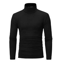 LUNULE Herren Rollkragen T-Shirt Einfarbig Fleece Unterzieher Langarm Sweatshirt Männer Warme Pullover Turtleneck Kragen Thermo Rollkragenpullover Herbst Base Layer Shirt Freizeit Unterziehrolli von LUNULE