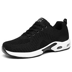 LUOBANIU Damen Sportschuhe Laufschuhe mit Luftpolster Turnschuhe Sneakers Trainer Leichte Air Schuhe Schwarz 36 EU von LUOBANIU