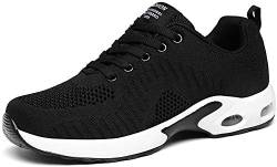 LUOBANIU Damen Sportschuhe Laufschuhe mit Luftpolster Turnschuhe Sneakers Trainer Leichte Air Schuhe Schwarz 38 EU von LUOBANIU