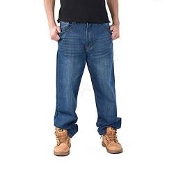 LUOBANIU Herren Jeanshose Hip Hop Jeans Baggy Jeans Skateboard Street Denim Lang Hose Loose Fit Vintage Jeanshose 1771 Blau 34 von LUOBANIU