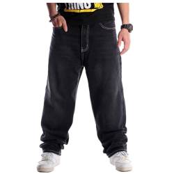 LUOBANIU Herren Vintage Hip Hop Style Baggy Jeans Denim Loose Fit Dance Skateboard Hose - Schwarz - 52 von LUOBANIU