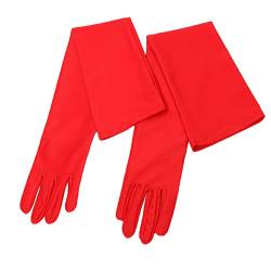 LUOEM Damen lang elastische Handschuhe Elegante Brauthandschuhe Abendhandschuhe Ellbogenlänge 55 CM 1 Paar (Rot) von LUOEM
