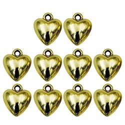 LUOFANG 10 Stück Silber vergoldet 23 x 27 x 12 mm kleine Herz Charm Anhänger für Frauen Liebesschmuck Halsketten die Entdeckungen machen von LUOFANG