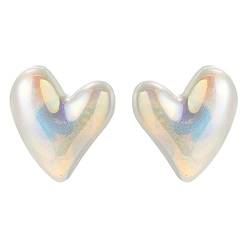 LUOFENG 1 Paar Perlen-Ohrstecker, Barock-Herz-Perlen-Ohrringe, runde Kugel-Perlen-Ohrstecker, Imitationsperlen-Ohrringe für Frauen und Mädchen von LUOFENG