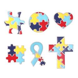 LUOFENG 6 Stück Autismus-Bewusstseinsnadeln,Emaille-Anstecknadeln,Abzeichen,Brosche,inspirierende Symbole des Autismus,Unterstützung für Hüte und Rucksäcke von LUOFENG