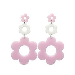 LUOFENG Acryl-Blumen-Ohrringe für Frauen, doppelte Gänseblümchen-Ohrringe, Harz-Blumen-Ohrringe für Mädchen, Teenager, Blumen-Ohrringe von LUOFENG