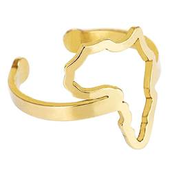 LUOFENG Afrikanisches Symbol, goldfarben, Metall-Fingerringe, afrikanischer kultureller Ehering, verstellbar, offen, für Frauen und Mädchen von LUOFENG