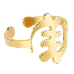 LUOFENG Afrikanisches Symbol, goldfarben, Metall-Fingerringe, afrikanischer kultureller Ehering, verstellbar, offen, für Frauen und Mädchen von LUOFENG