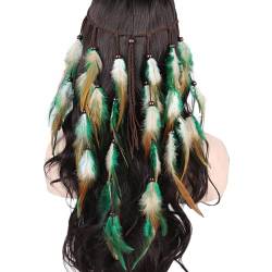 LUOFENG Buntes Feder- und Perlen-Dekor, Stirnband für Frauen, Ethno-Stil, auffälliger Haarreifen, Böhmen, Hochzeit, Braut-Kopfschmuck von LUOFENG