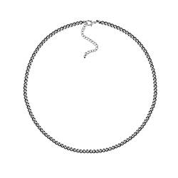 LUOFENG CCB Kugelperlenkette Halskette Imitation Metall Textur Perlenkette Einfache Halsbandkette Halskette Statement-Schmuck von LUOFENG