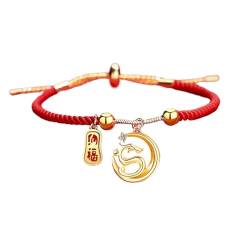 LUOFENG Chinesische Drachen-Armbänder, handgefertigte Perlen, Freundschafts-Handgelenk-Schmuck, Seil-Armbänder, Segens-Schmuck, perfektes Geschenk für Frauen von LUOFENG