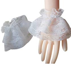 LUOFENG Cosplay Maid Plissee Ausgestellte Handgelenk Manschetten mit Spitze Blumen Muster Dekore Abnehmbare Handgelenk Frau Kleidung Zubehör von LUOFENG