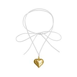 LUOFENG Herz-Anhänger-Halsketten, Mädchen-Herz-Anhänger-Halsketten, Liebes-Anhänger-Choker, Liebes-Halsketten, Legierungsmaterial, Geschenk für Frauen von LUOFENG