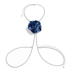 LUOFENG Körperkette Schmuck Körper Brust Schmuck Bikini Bauchketten mit Stoff Blume Eisen Material Sommergeschenk für Frauen Mädchen von LUOFENG