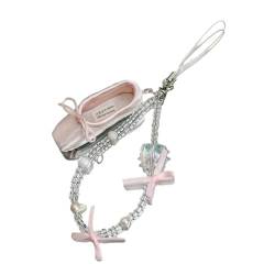 LUOFENG Kristallperlen-Perlen-Handyketten, Schleife, Ballettschuhe, Charm-Hängekette, Taschen-Schlüsselanhänger, Charm-Taschenanhänger, Dekoration von LUOFENG