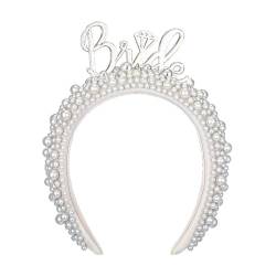 LUOFENG Künstliches Perlen-Stirnband für Hochzeit, Party, eleganter Haarreifen für Frauen, Brautparty, Geschenk, Junggesellenabschied, Kopfbedeckung von LUOFENG