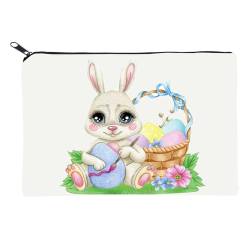 LUOFENG Make-up-Tasche, Osterhase, Toilettenartikel, Kosmetik, Aufbewahrungstasche für Körperpflege, Handtasche, Lippenstift-Beutel, Ostergeschenk für Mädchen von LUOFENG