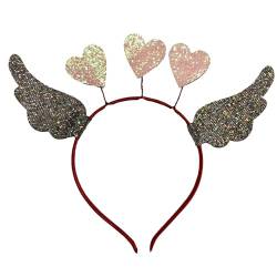 LUOFENG Valentinstag-Stirnband für Damen mit Pailletten, Herz und Flügel, zarte Stirnbänder, rutschfeste Stirnbänder, Mädchen, Abschlussball-Zubehör von LUOFENG