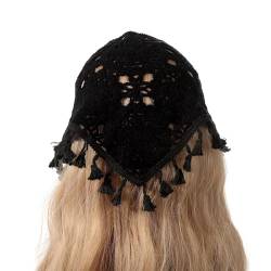 LUOFENG Zarter Häkel-Turban mit Quasten, heiße Mädchen, die Fotos machen, Haarschal, Strick-Stirnband für Frauen, die auf Reisen sind, Haar-Accessoire von LUOFENG