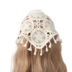 LUOFENG Zarter Häkel-Turban mit Quasten, heiße Mädchen, die Fotos machen, Haarschal, Strick-Stirnband für Frauen, die auf Reisen sind, Haar-Accessoire von LUOFENG