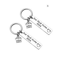 LUOKIFUR 2023 Unser erstes Zuhause Schlüsselanhänger Neues Haus Schlüsselanhänger Edelstahl Schlüsselanhänger Einzugsgeschenk (2pcs Keychai) von LUOKIFUR