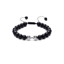 LUOKIFUR Kurzhantel Geflochtenes Herrenarmband Inspirierendes Fitness Bettelarmband Verstellbares Herren- und Damenarmband Sport Fitness Personal Trainer Geschenk (black beads) von LUOKIFUR