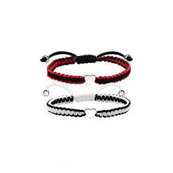 LUOKIFUR Paar Armbänder Handgewebte Liebesarmbänder Beziehung passende Armbänder Geschenke für Liebhaber des besten Freundes (Black-Red) von LUOKIFUR