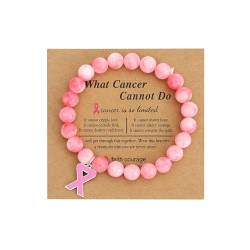 LUOKIFUR Perlenarmband zur Aufklärung über Brustkrebs mit rosa Band, verstellbares Armband, Geschenk für Freunde, Familie, Kollegen (pink) von LUOKIFUR