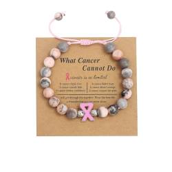 LUOKIFUR Perlenarmband zur Aufklärung über Brustkrebs mit rosa Band, verstellbares Armband, Geschenk für Freunde, Familie, Kollegen (pink zebra braided) von LUOKIFUR