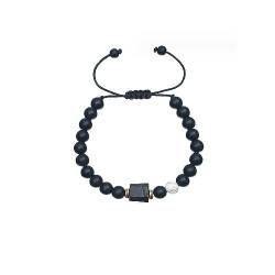 LUOKIFUR Schwarzes Turmalin-Armband für Herren, Geschenk für Freund, Kollegen, Vater, Ehemann (Black bead weave) von LUOKIFUR