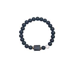LUOKIFUR Schwarzes Turmalin-Armband für Herren, Geschenk für Freund, Kollegen, Vater, Ehemann (Black beads) von LUOKIFUR