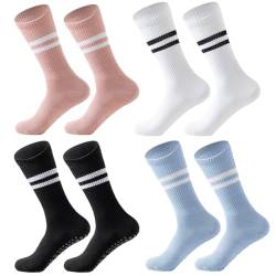 LUPATDY Yoga Socken, 4 Paar Pilates-Socken für Damen, Größen 35–43, geeignet für Indoor-Yoga, Pilates, Tanz, Aerobic und andere Fitnessübungen, stoßdämpfend und rutschfest, 4 Paar in 4 Farben von LUPATDY
