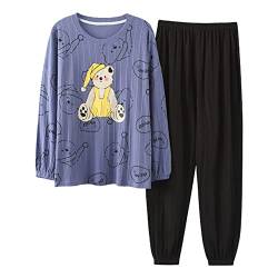 Herbst-Pyjama, langärmelig, Damen-Pyjama-Set, bedruckt, lange Hose, zwei Stück, 9925, 50 von LUPE