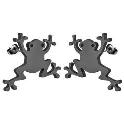 Amphibien-Frosch-Ohrring aus Edelstahl, minimalistisch, lasergeschnitten, Frosch-Ohrstecker für Damen und Herren, Tierschmuck, Geschenk, Edelstahl von LUTAKU