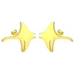Filigraner Manta-Rochen-Ohrring aus Edelstahl, minimalistische Rochenfisch-Ohrstecker für Damen und Herren, zierlicher geometrischer Schmuck, Geschenk, Edelstahl von LUTAKU