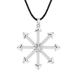 LUTAKU Chaos Star Magic Anhänger Kabbala Siegel des Chaos Rades Halskette für Männer Frauen Chaosphere Charm Halskette Amulett Satanisches Symbol Amulett Schmuck, Leder von LUTAKU