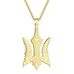 LUTAKU Herrenschmuck Falcon Biomechanischer Dreizack Halskette für Herren Jungen Unisex Giger Style Falcon Medaillon Anhänger Krieger Charm Hip Hop Ketten für Herren (Gold) von LUTAKU