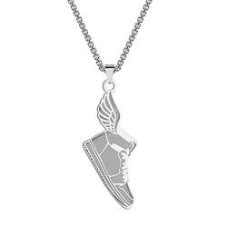 LUTAKU Herrenschmuck Winged Shoe Gold Halskette für Männer Jungen Punk Talisman Anhänger 316L Edelstahl Hip Hop Ketten für Männer (Silver) von LUTAKU