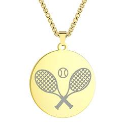 LUTAKU Mens Jewellery Tennis Ball Gold Necklace for Men Boys Punk Sports Tennis Lover Pendants 316L Stainless Steel Hip Hop Chains for Men (Gold) von LUTAKU